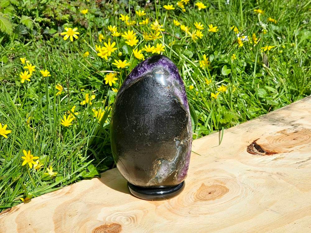 2) Large Amethyst Crystal Egg Unique Interior Display Piece