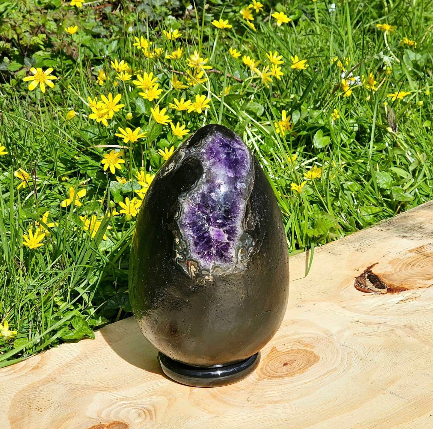 2) Large Amethyst Crystal Egg Unique Interior Display Piece