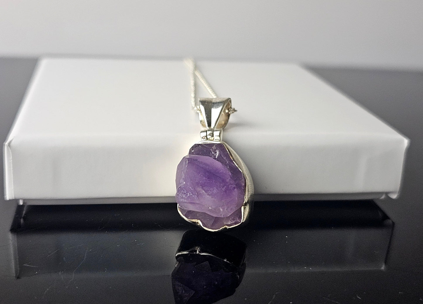 325) Amethyst Crystal Cluster Necklace 925 Silver