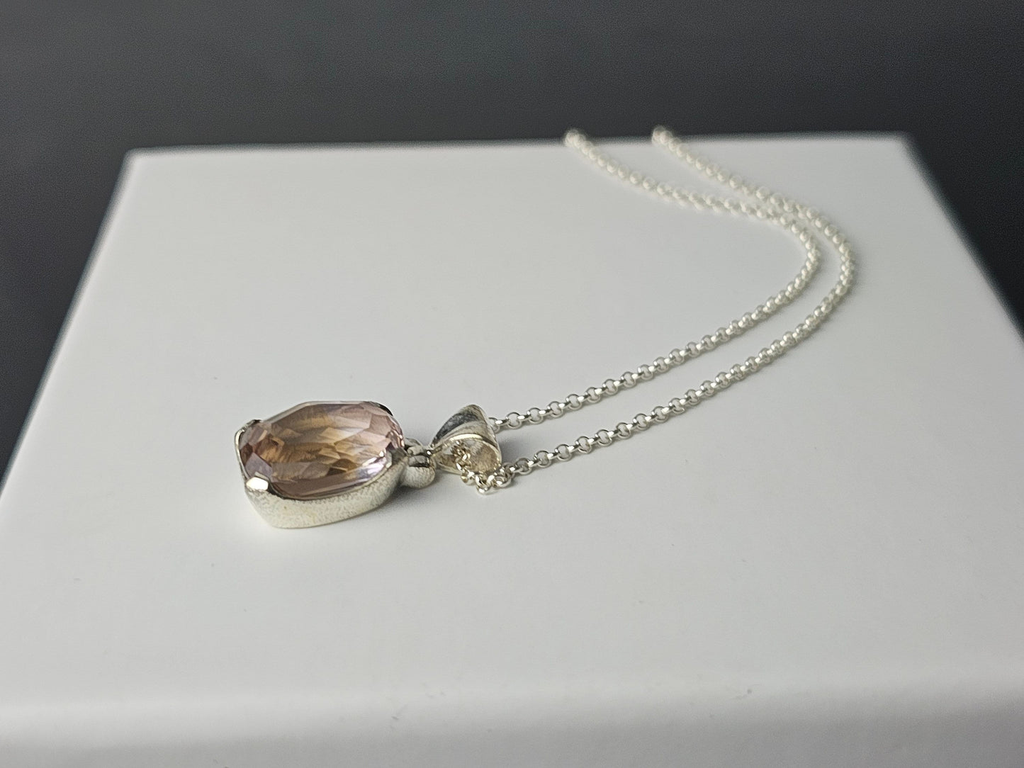 317) Ametrine Crystal Necklace 925 Silver