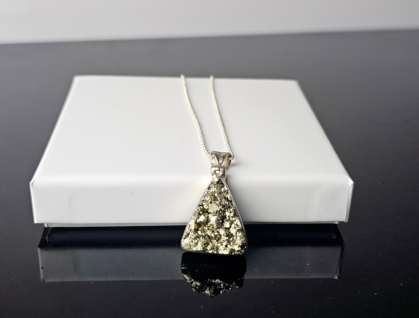 309) Pyrite Crystal Necklace 925 Silver