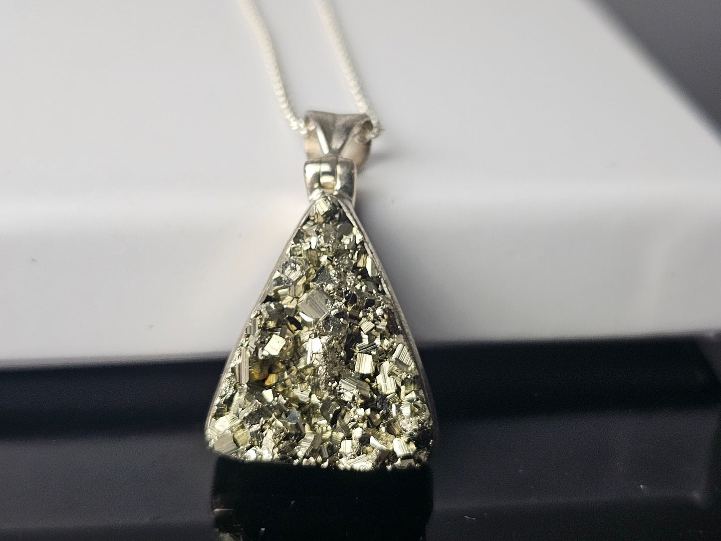 309) Pyrite Crystal Necklace 925 Silver