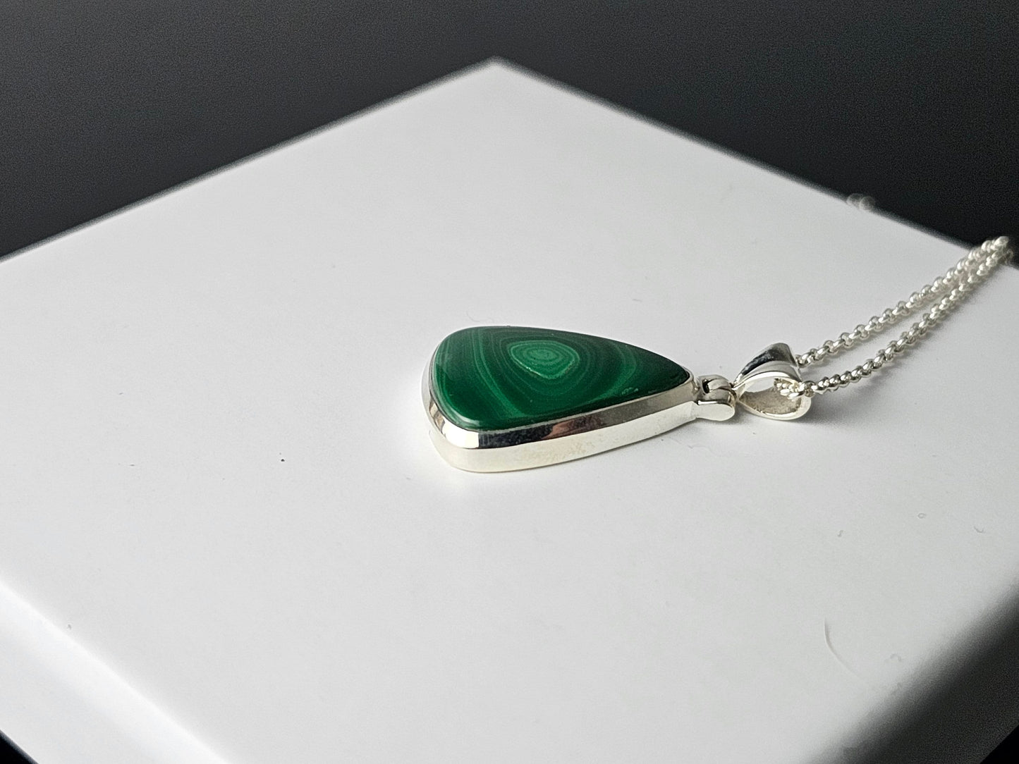 340) Malachite Crystal Necklace 925 Silver