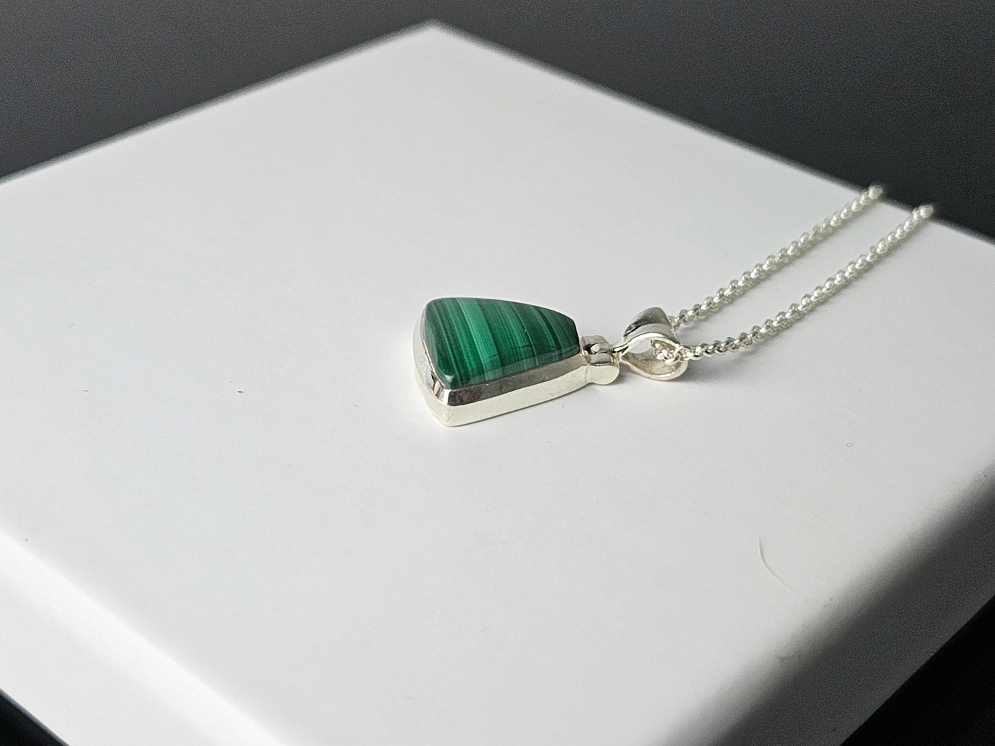 339) Malachite Crystal Necklace 925 Silver