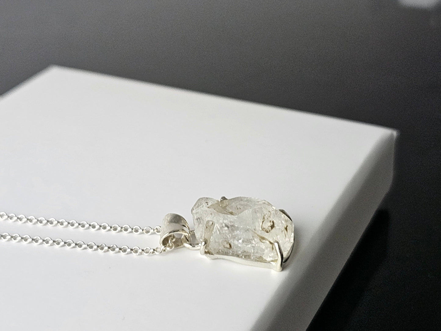 335) Herkimer Diamond Crystal Necklace 925 Silver