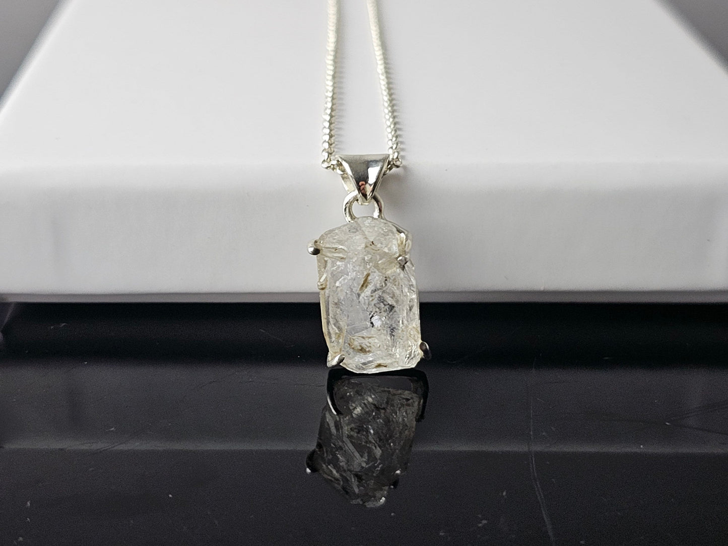 335) Herkimer Diamond Crystal Necklace 925 Silver