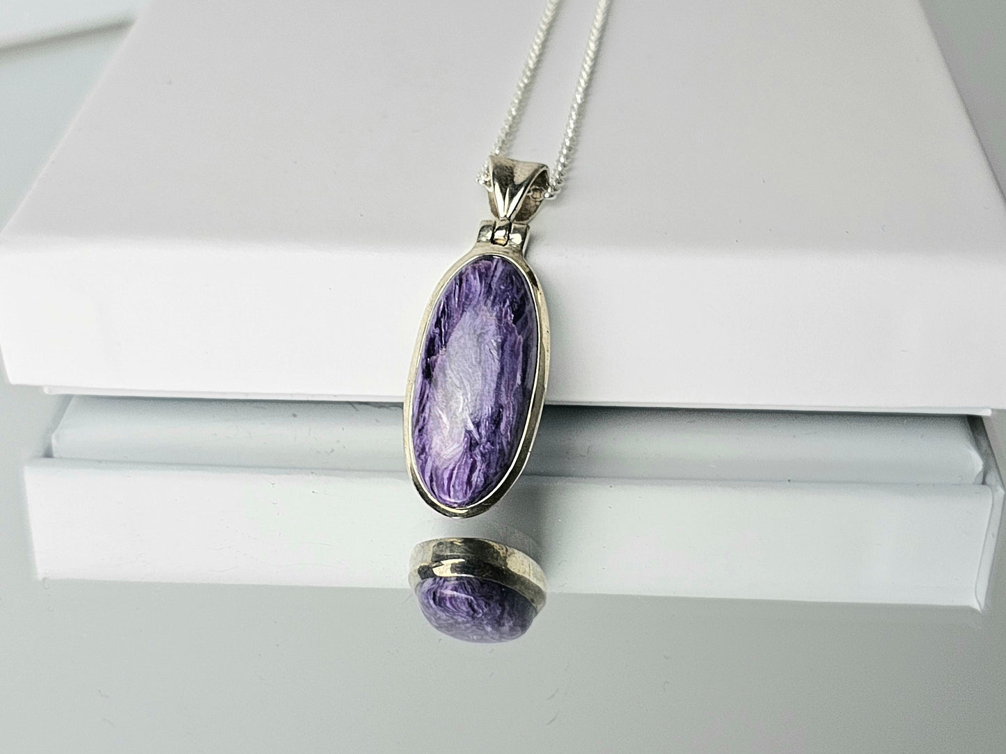 Charoite Crystal Necklace 925 Silver (#42)