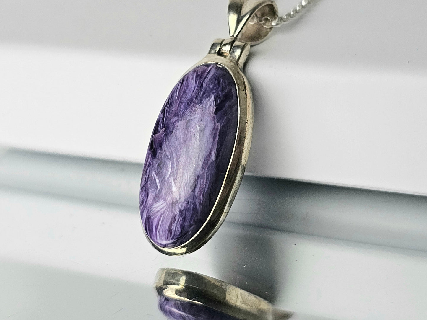 Charoite Crystal Necklace 925 Silver (#42)