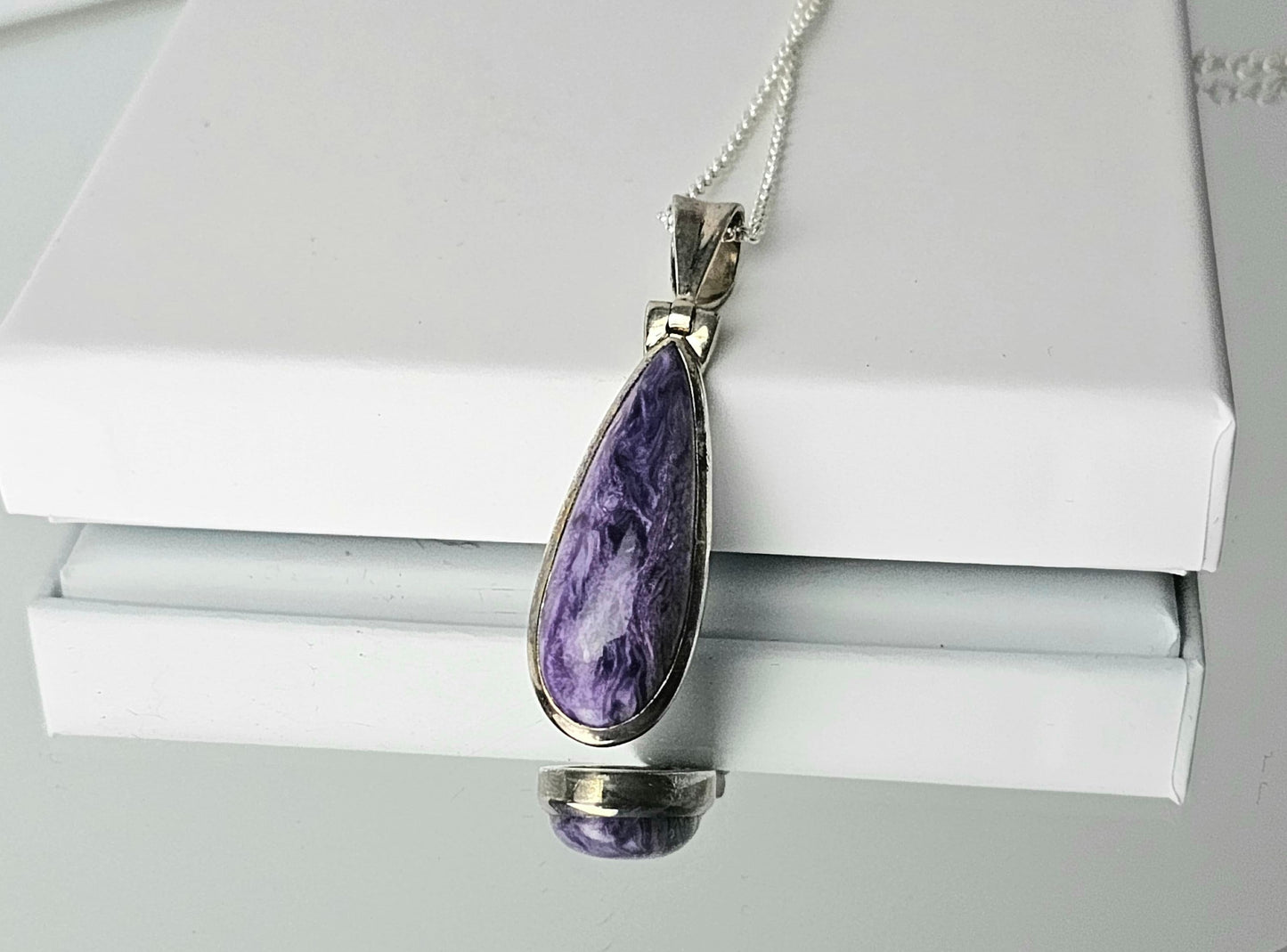 Charoite Crystal Necklace 925 Silver (#40)