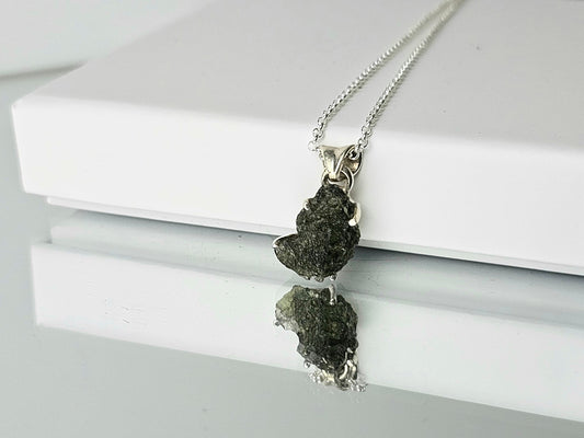 Moldavite Crystal Necklace 925 Silver (#6)