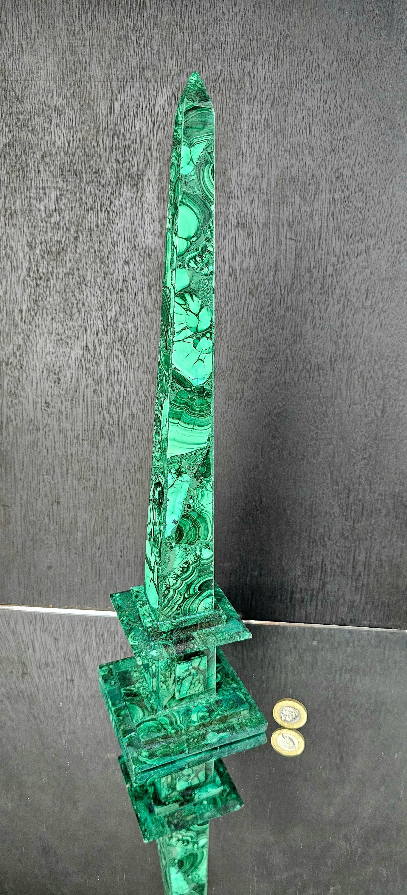 Large Malachite Crystal Obelisk (#2)