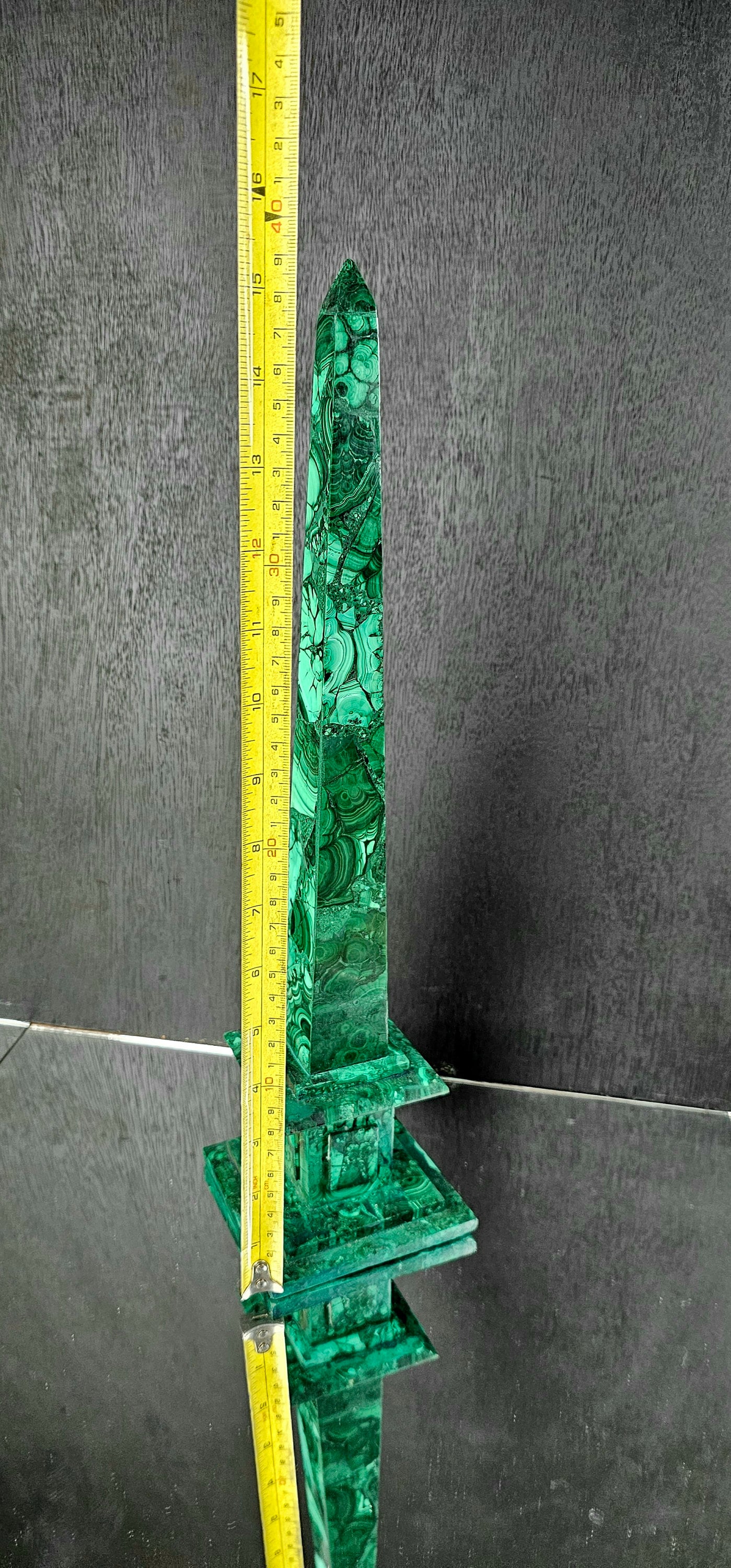 Large Malachite Crystal Obelisk (#2)