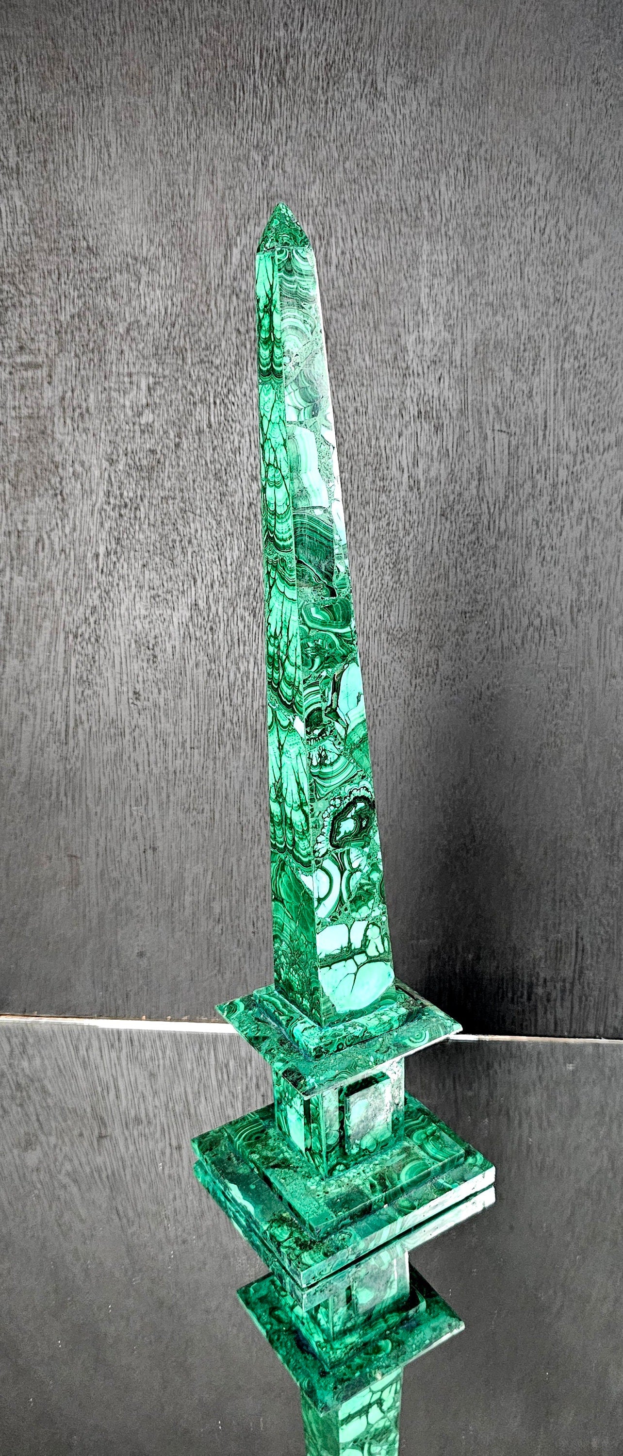 Large Malachite Crystal Obelisk (#2)