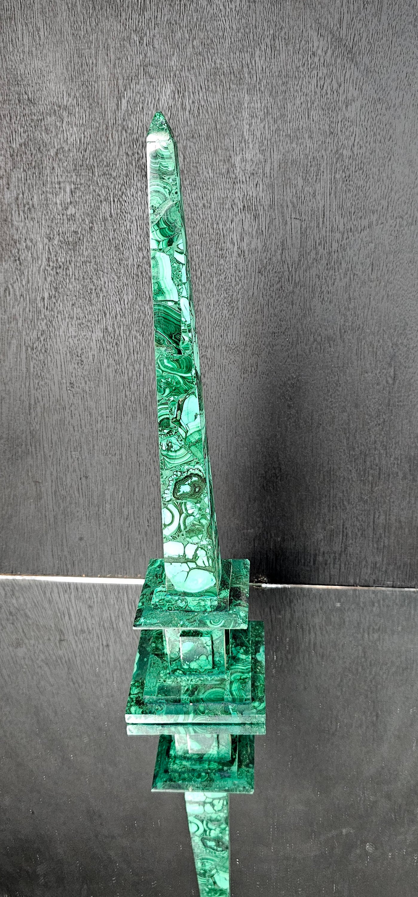 Large Malachite Crystal Obelisk (#2)