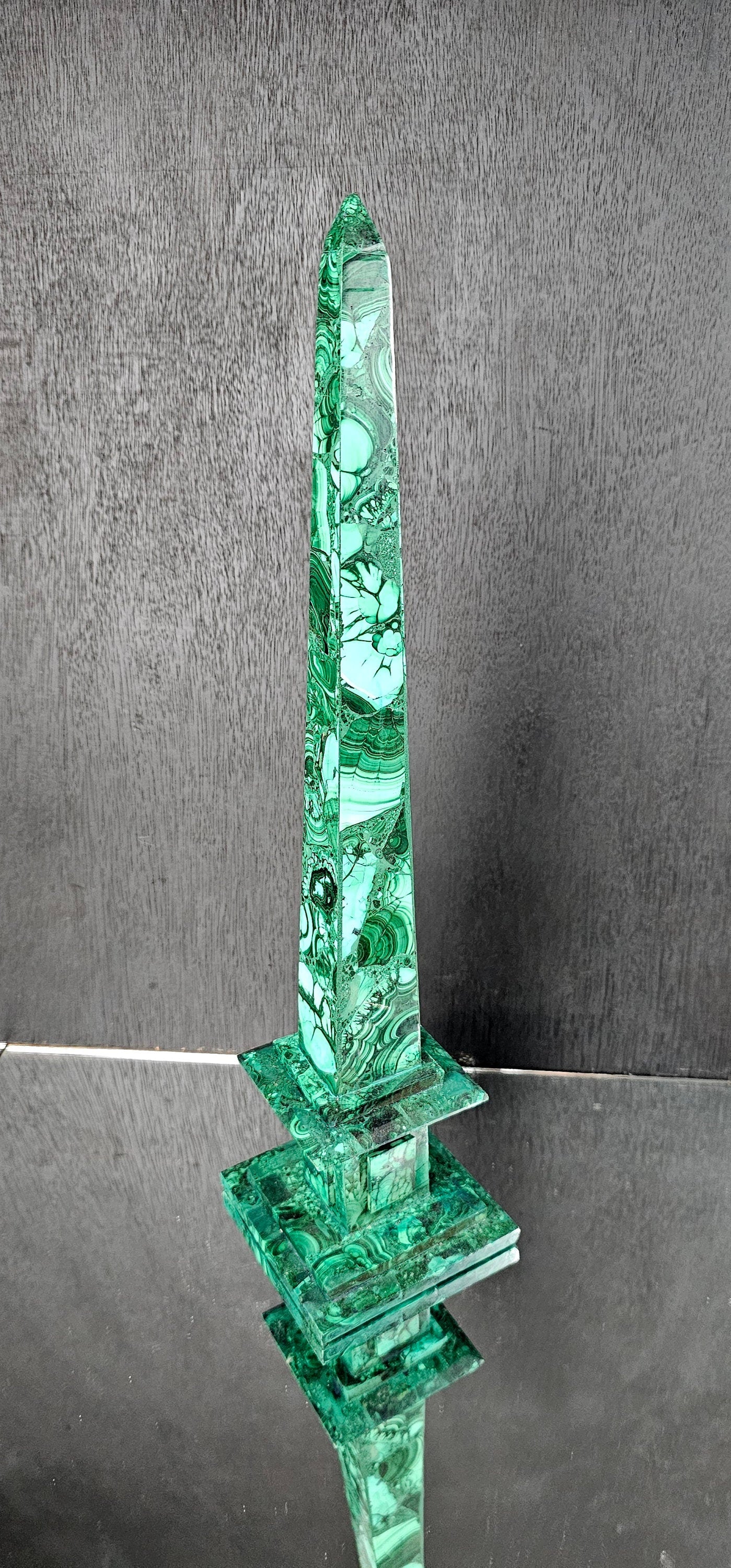 Large Malachite Crystal Obelisk (#2)