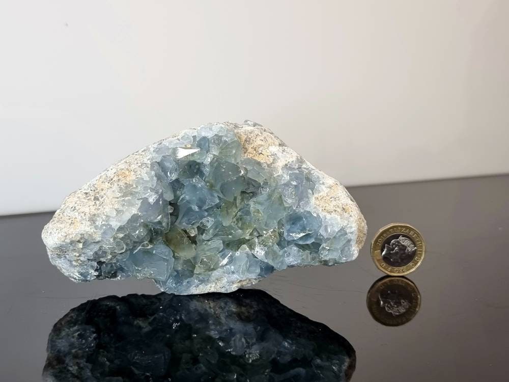 8) Celestite Crystal Geode