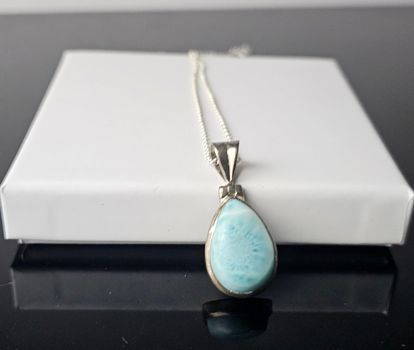 315) larimar crystal necklace 925 silver