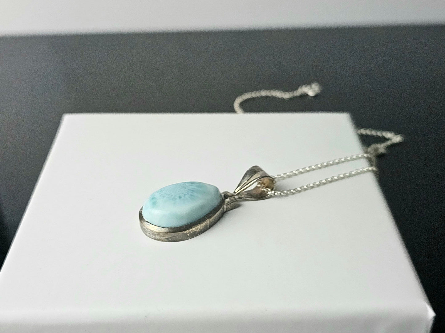 315) larimar crystal necklace 925 silver