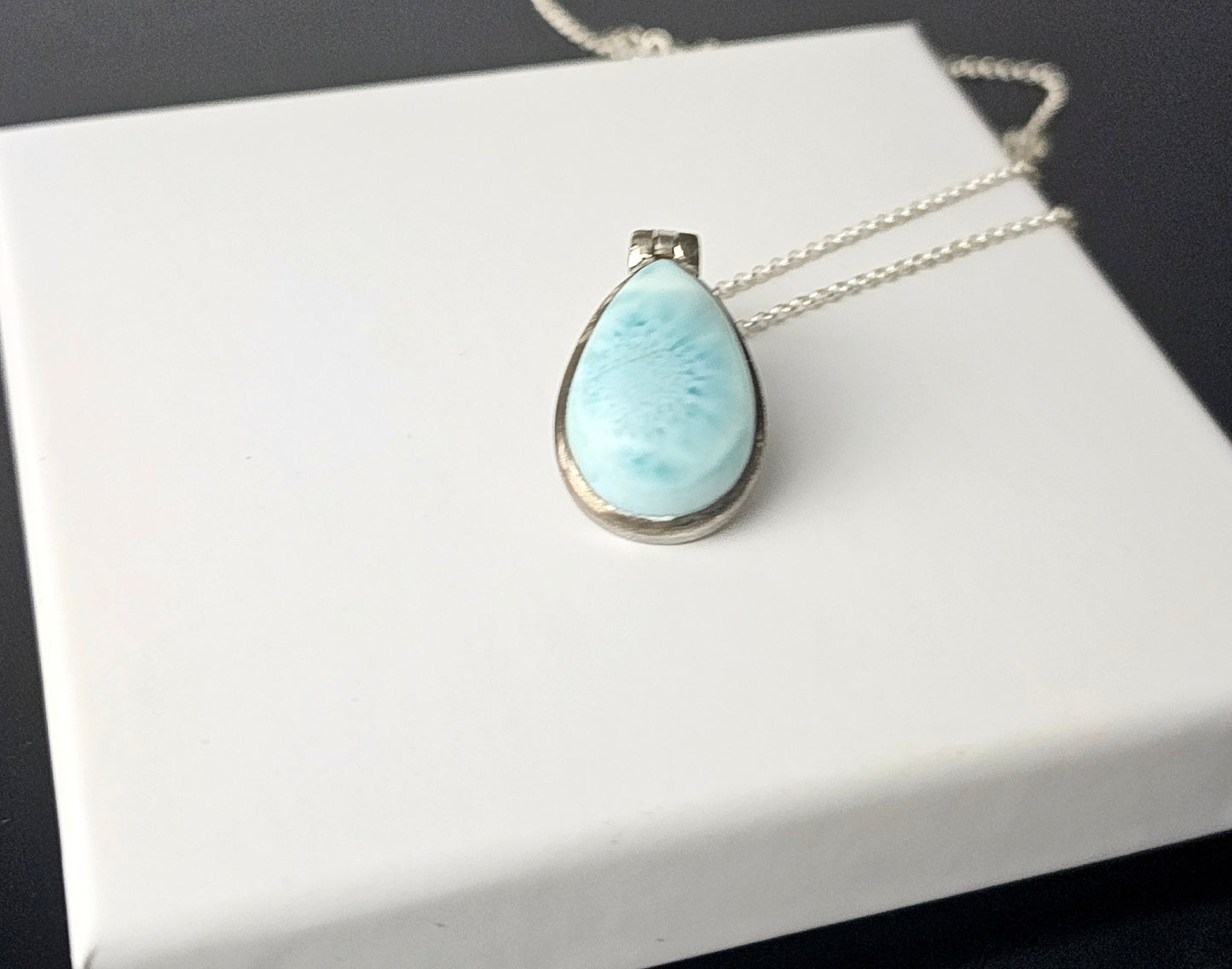 315) larimar crystal necklace 925 silver