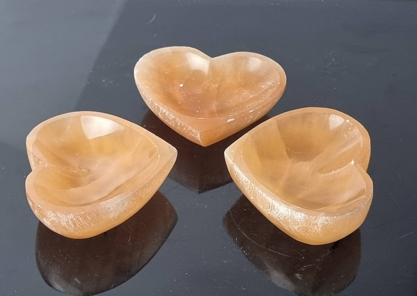 Orange selenite crystal heart bowl 10cm