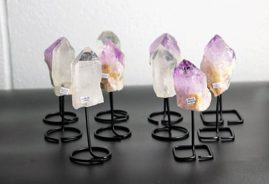 Amethyst & quartz crystal points 10cm