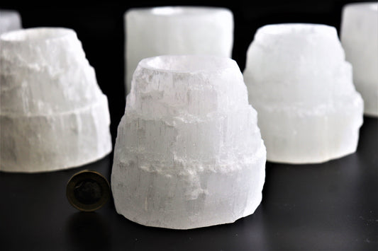 Selenite crystal candle tealight holder satin spa - great gift home decor