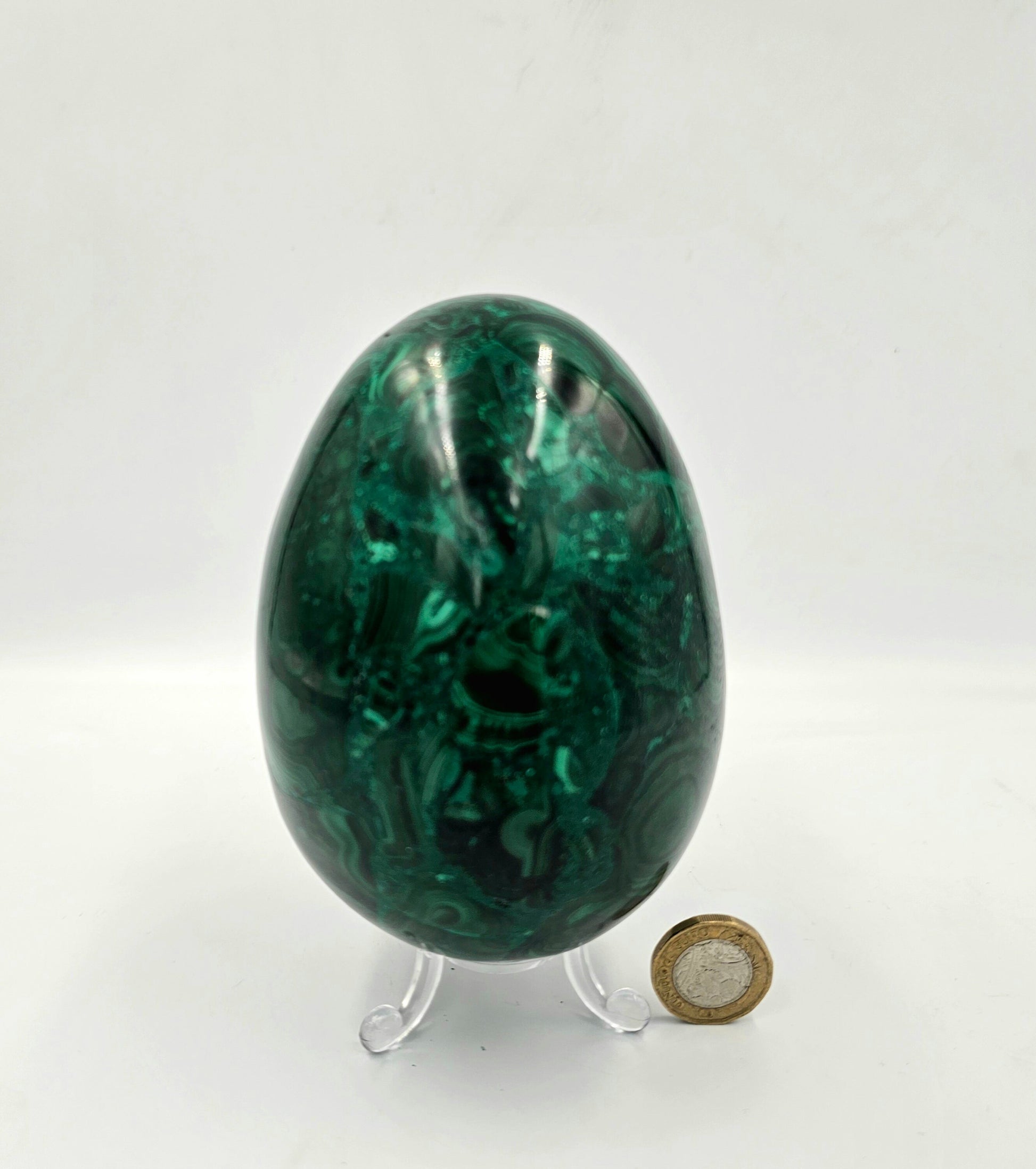 large high quality malachite crystal egg