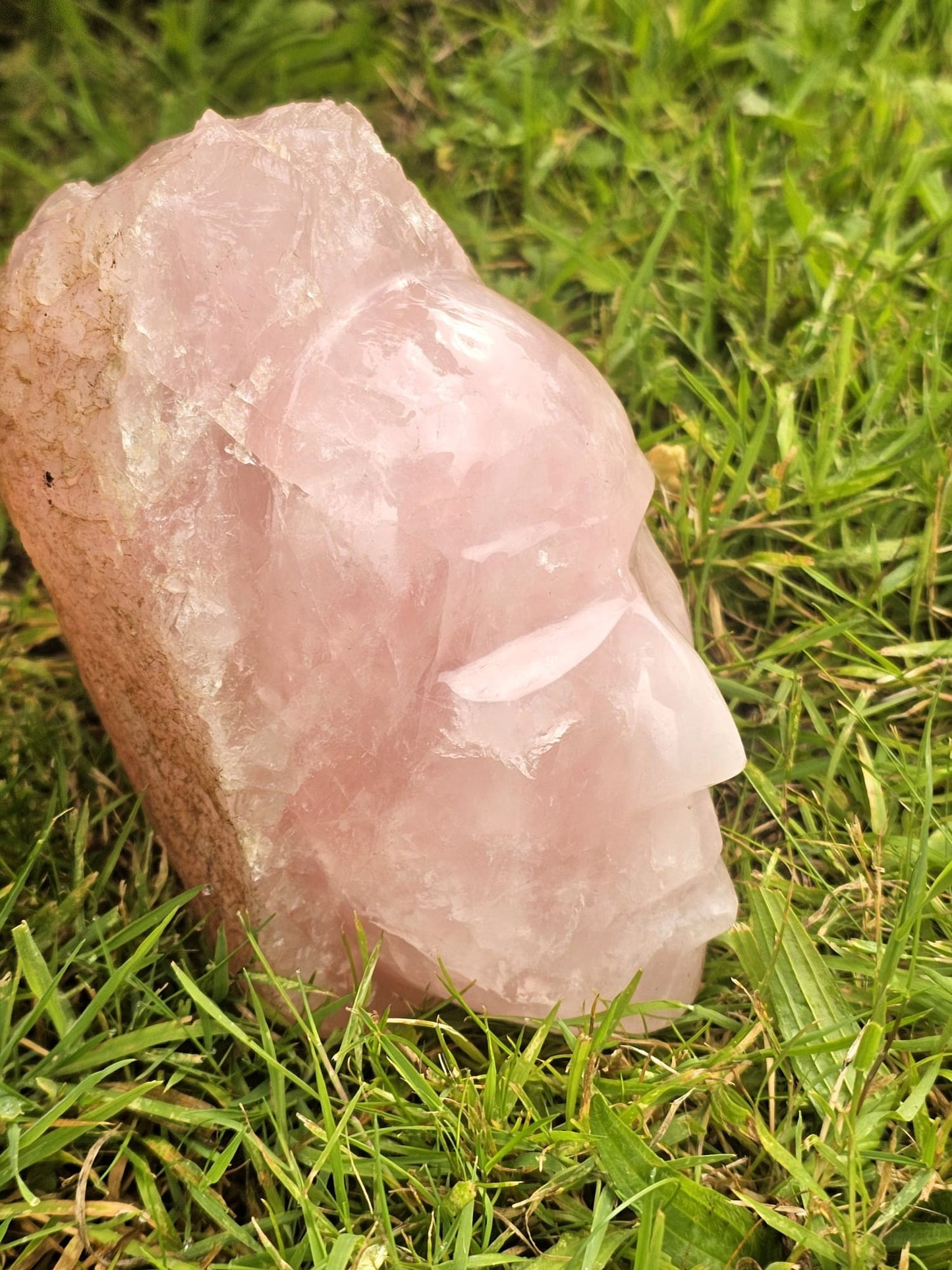 Large Rose Quartz Face Carving