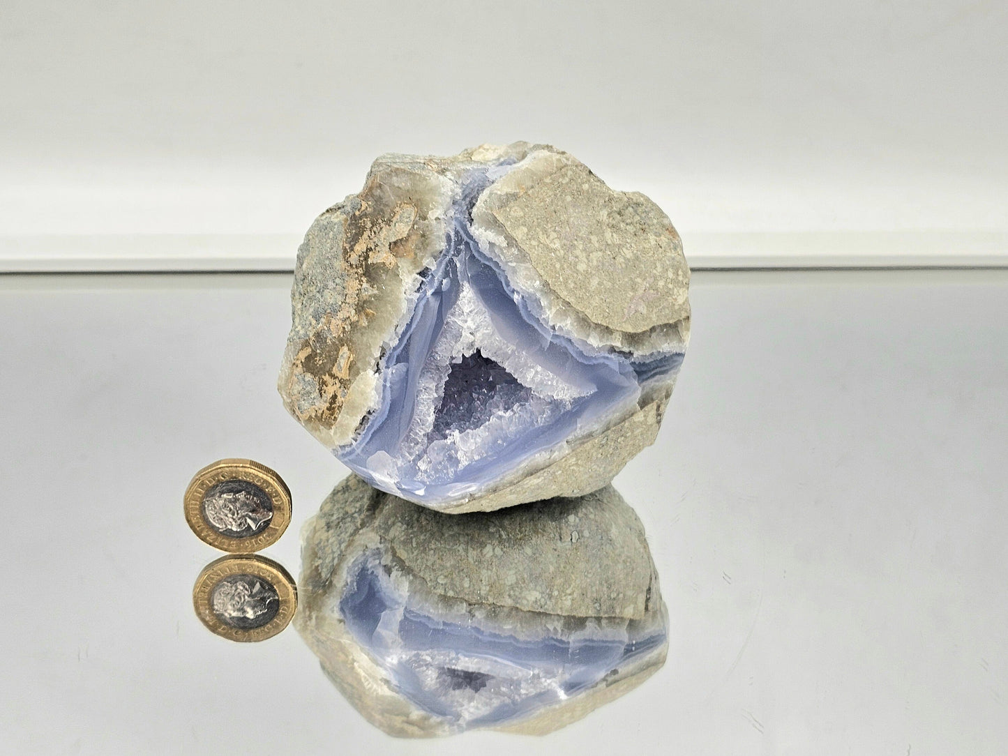 Large Blue Lace Agate Crystal Geode (#6)