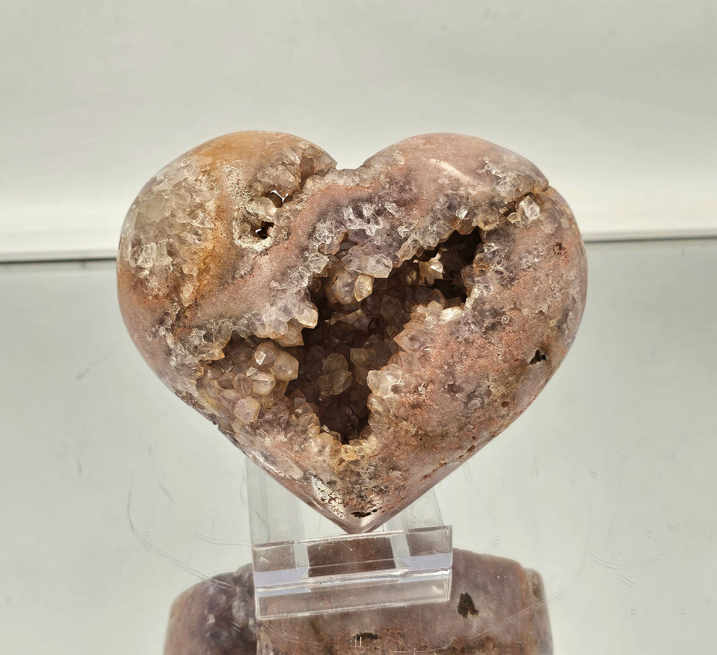 Large Pink Amethyst Crystal Heart (#6)