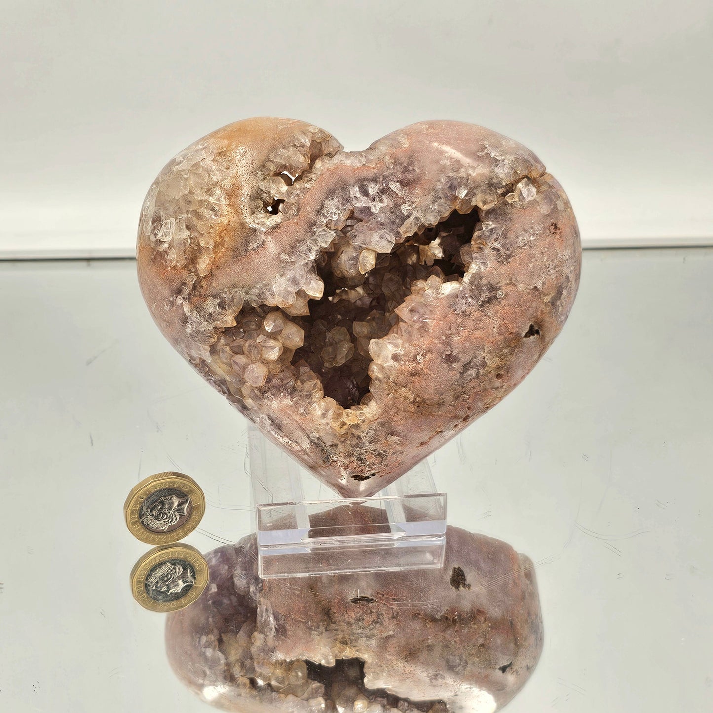 Large Pink Amethyst Crystal Heart (#6)