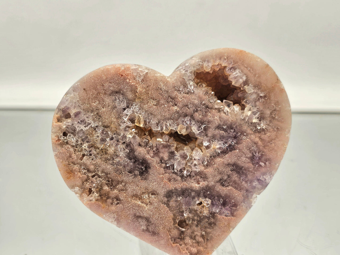 Large Pink Amethyst Crystal Heart (#6)