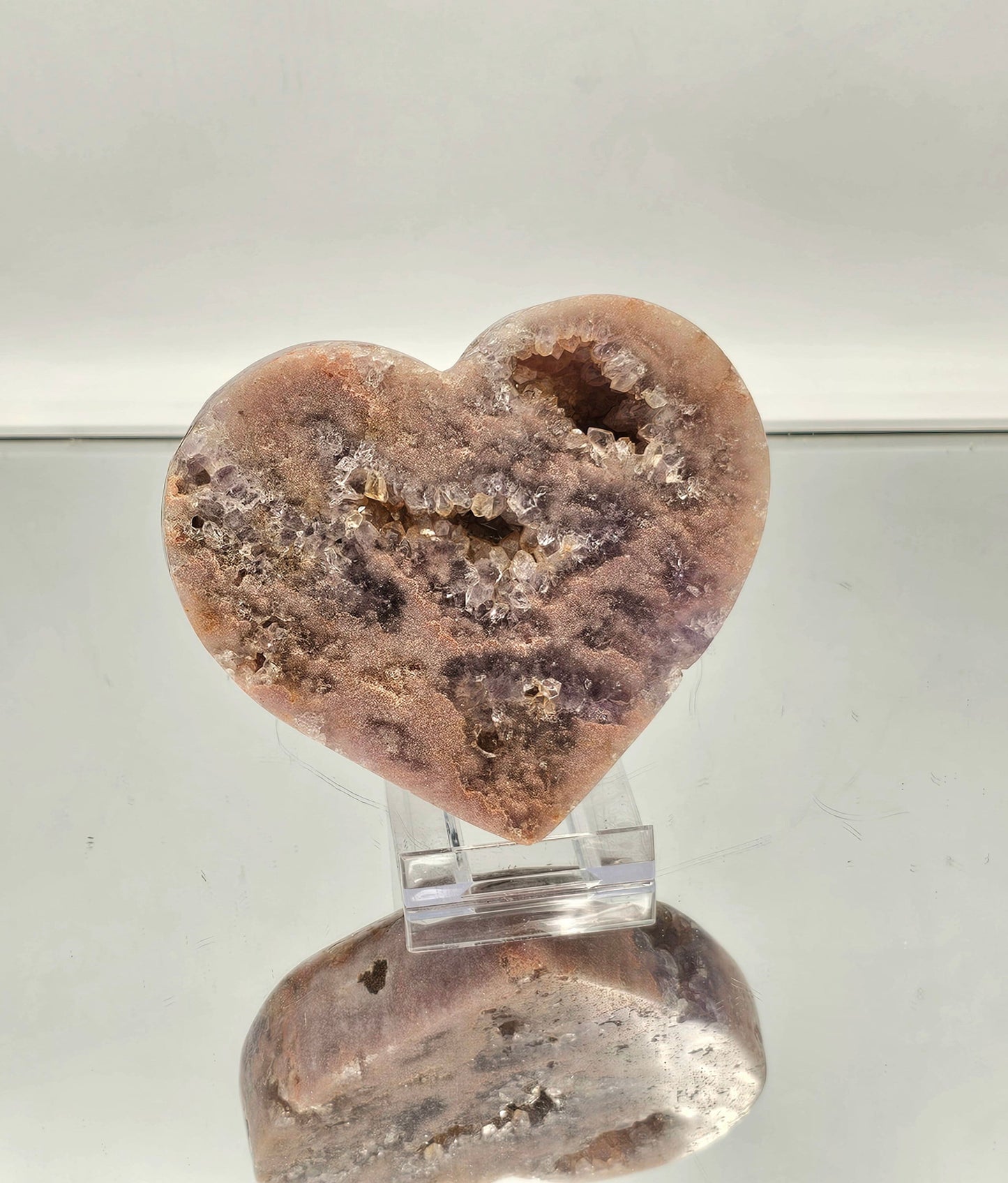 Large Pink Amethyst Crystal Heart (#6)