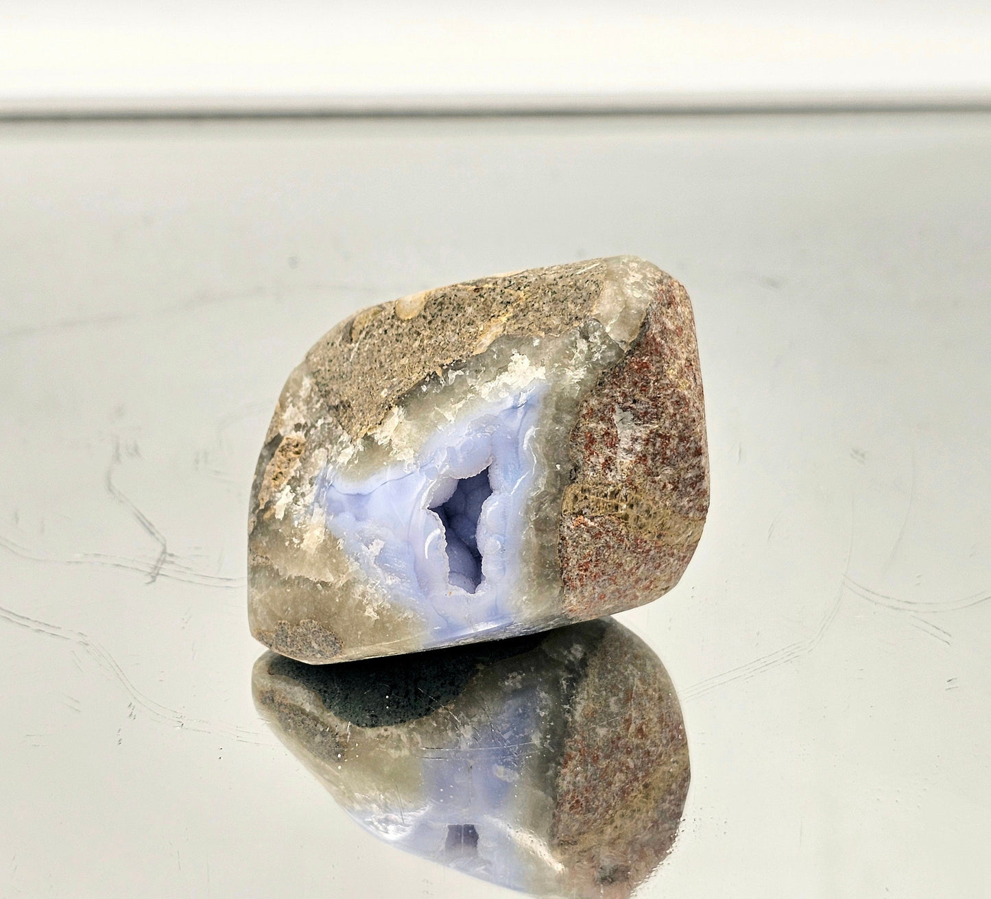 Small Blue Lace Agate Crystal Geode (#28)