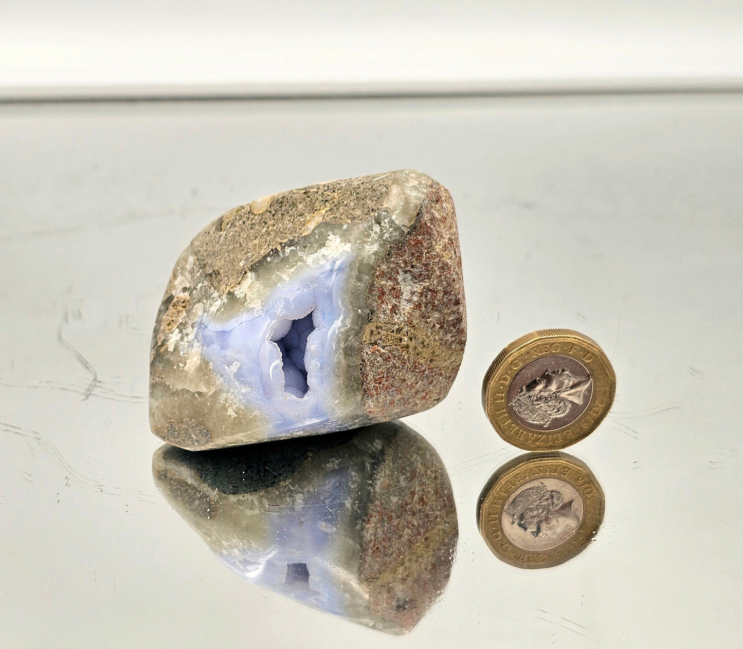 Small Blue Lace Agate Crystal Geode (#28)