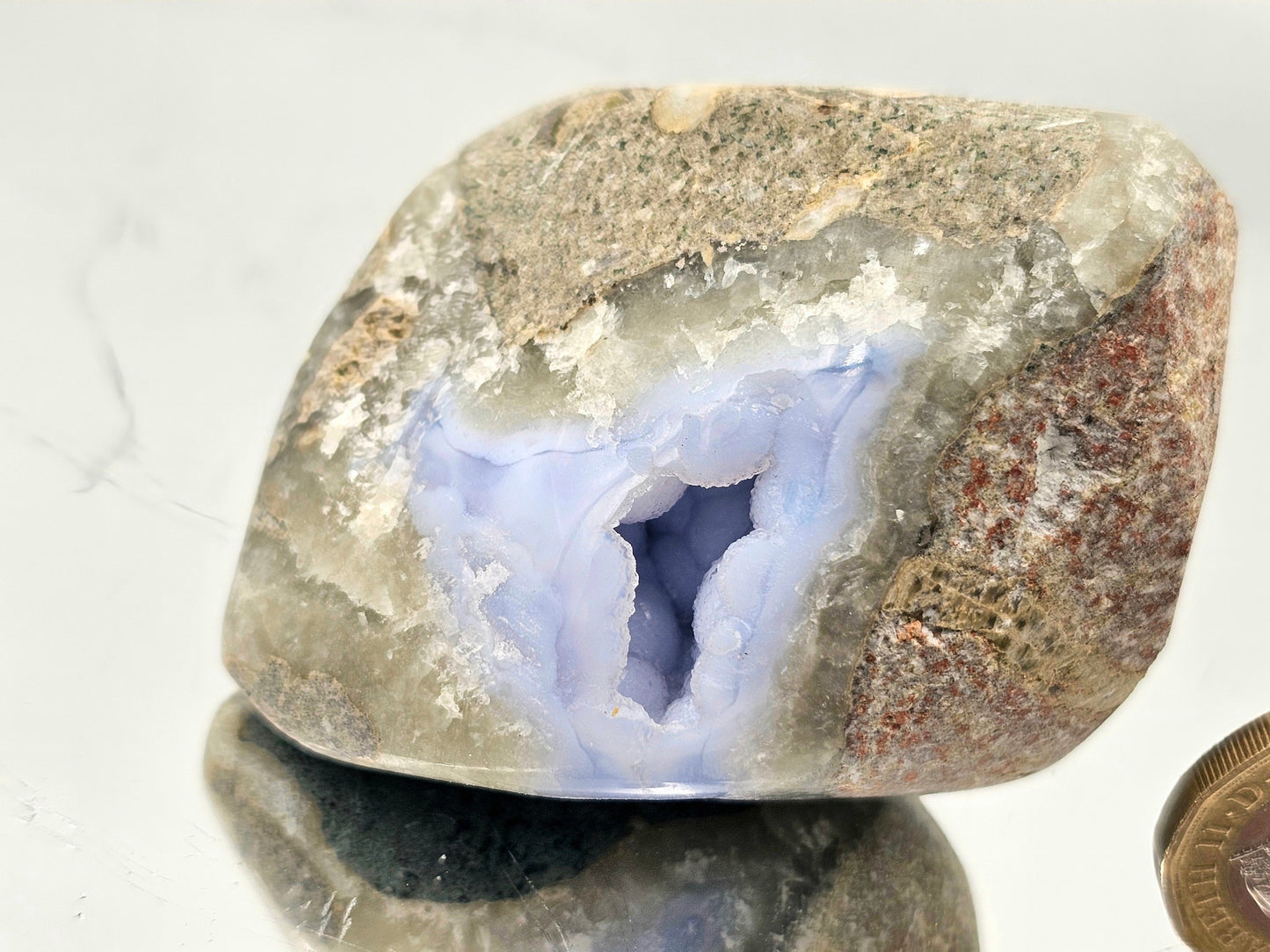 Small Blue Lace Agate Crystal Geode (#28)