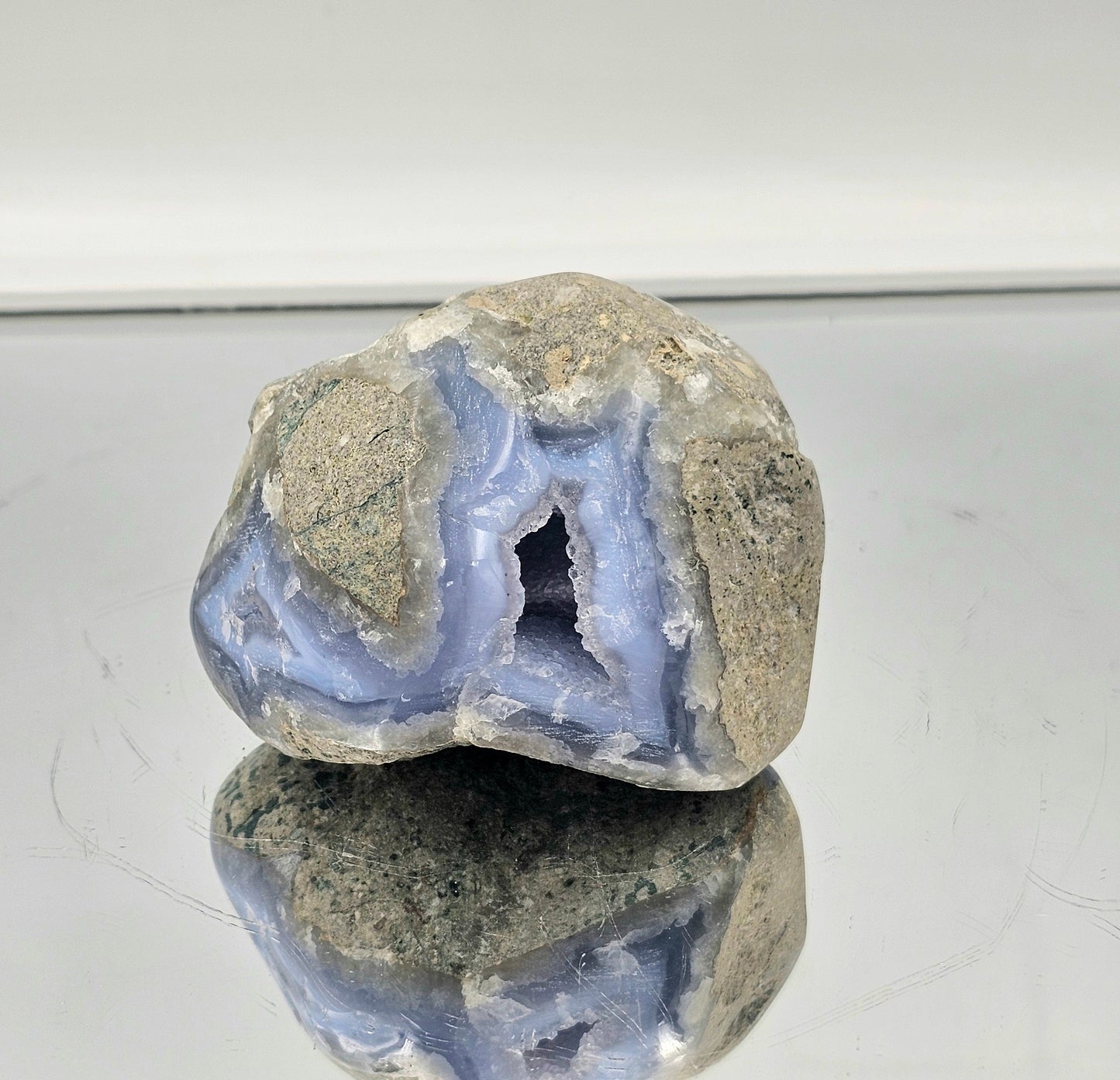 Blue Lace Agate Crystal Geode (#24)