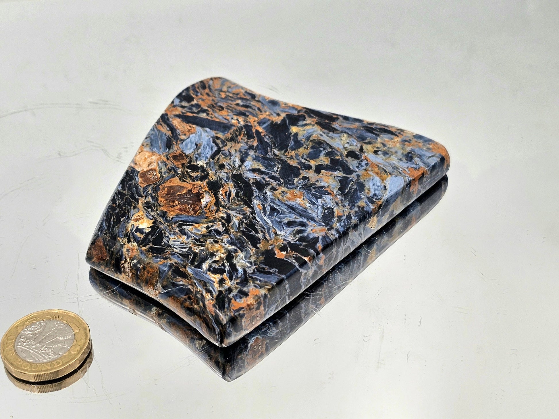 Detailed pietersite slice, highlighting unique textures and earthy tones