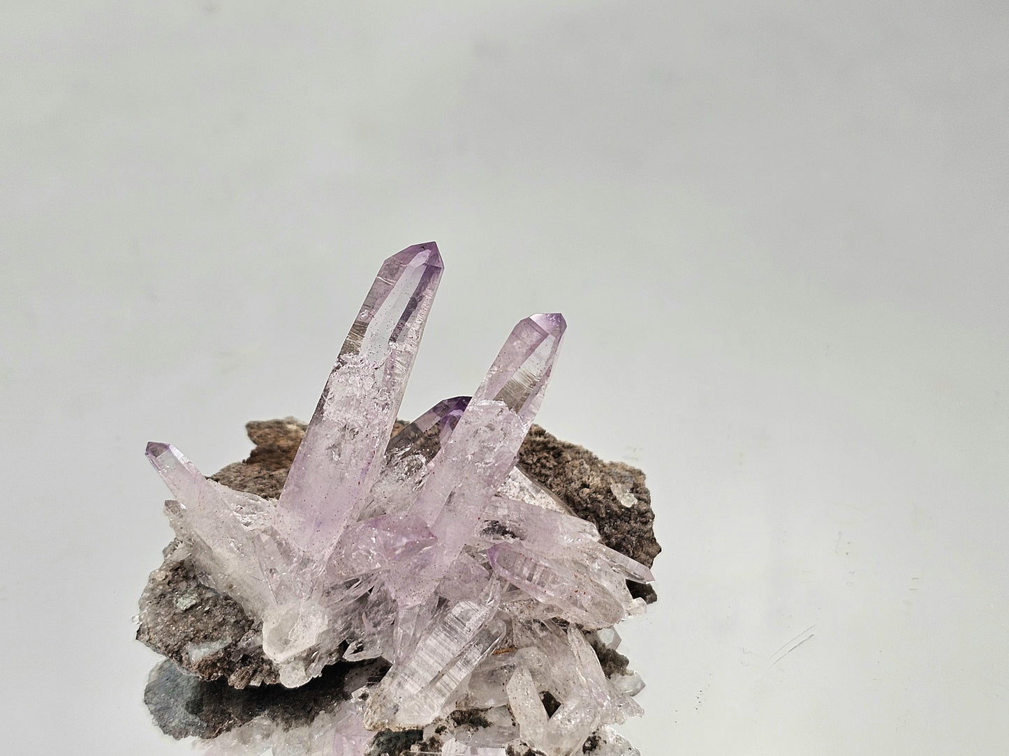 Detailed Veracruz amethyst crystal with soft purple color and transparency.