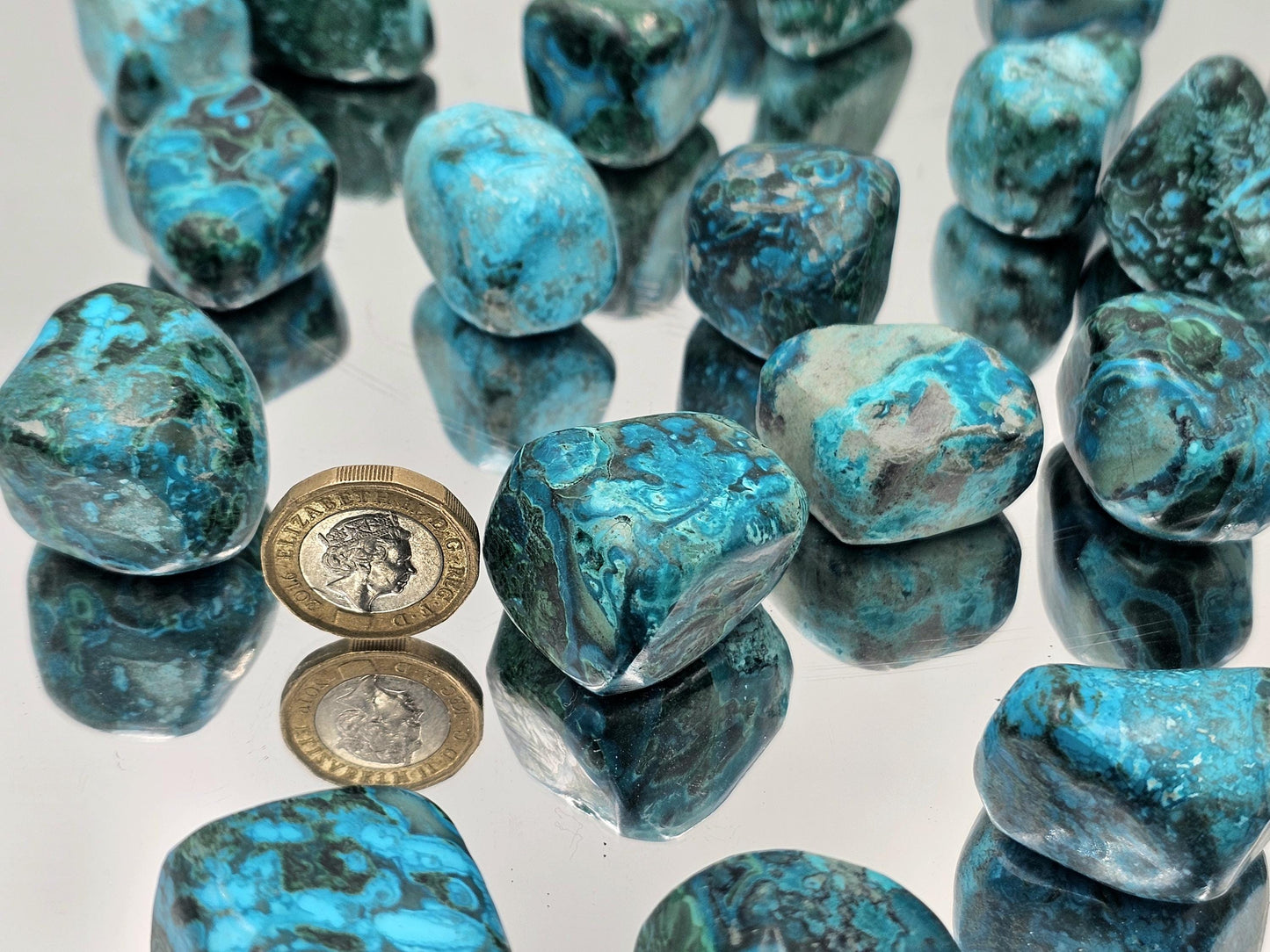 Large Chrysocolla Malachite Azurite crystal tumblestones