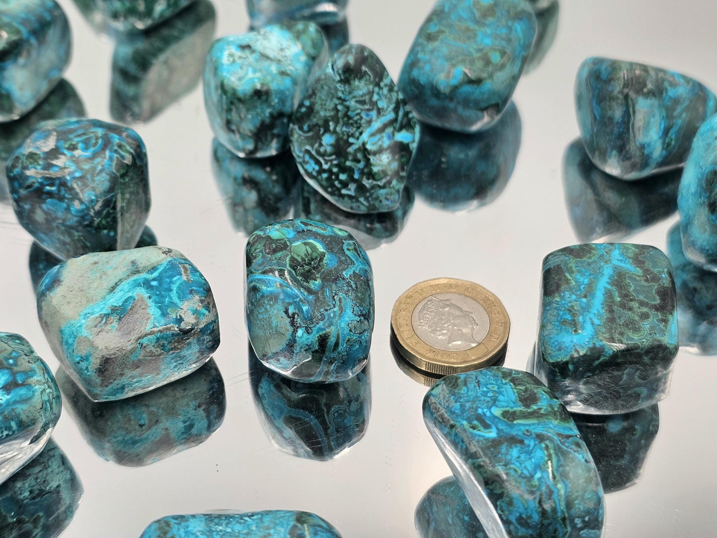 Large Chrysocolla Malachite Azurite crystal tumblestones