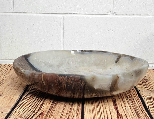 Very Large Agate Quartz Bowl Interior Design Piece 19.5 KG