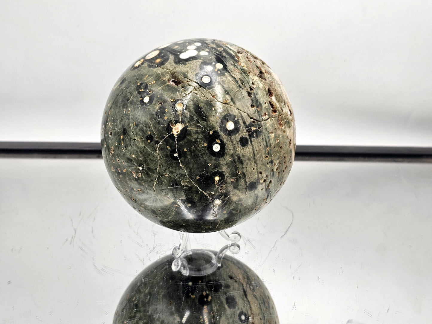 Large Orbital Ocean Jasper Crystal Sphere