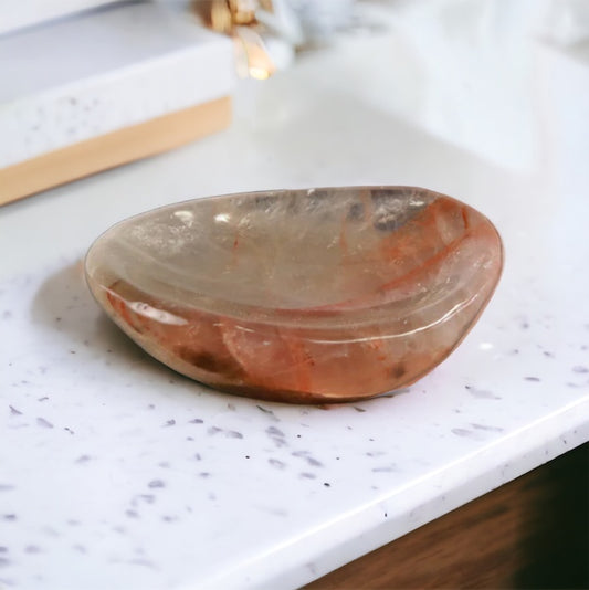 Red Hematoid Quartz Crystal Bowl / Soap Dish