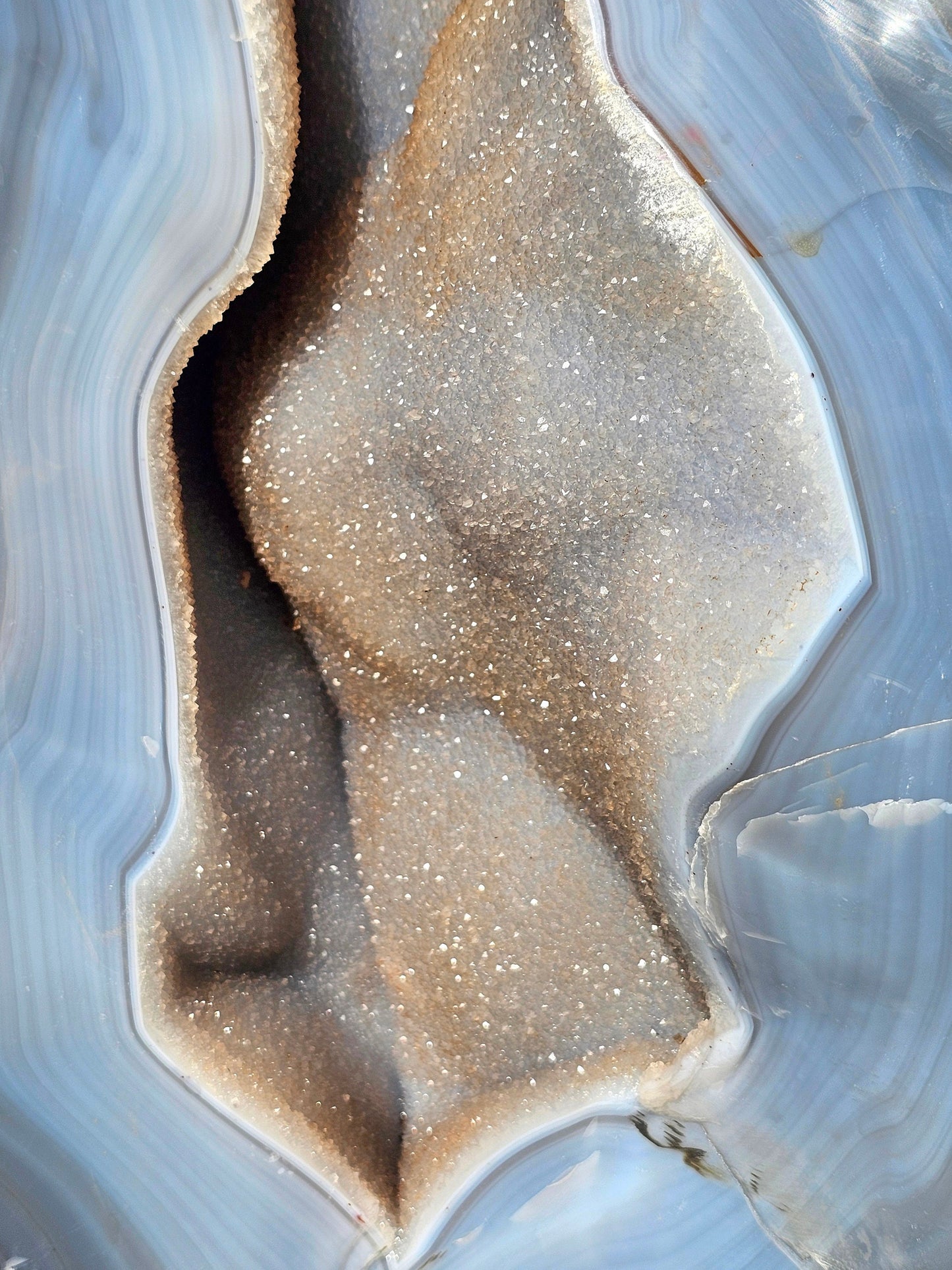 Large Blue Agate Crystal Geode