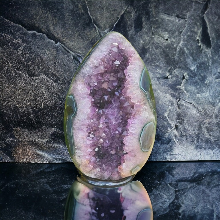 large amethyst agate crystal egg