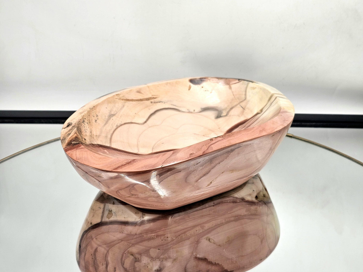 Large Polychrome Jasper bowl, a handcrafted crystal décor piece.