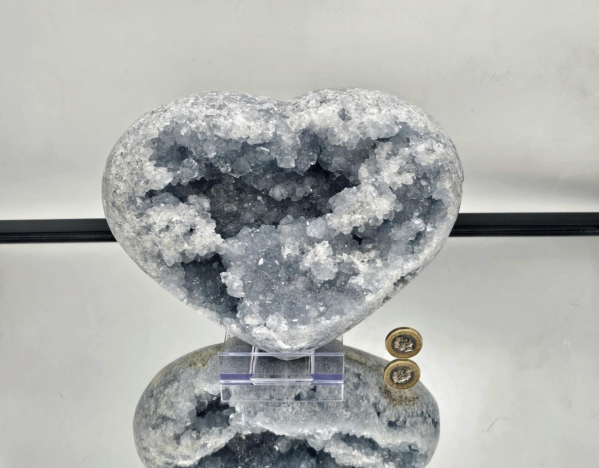 Blue Celestite heart, a thoughtful crystal gift for collectors.