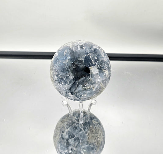 Blue healing crystal Celestite Sphere for serenity and calm.
