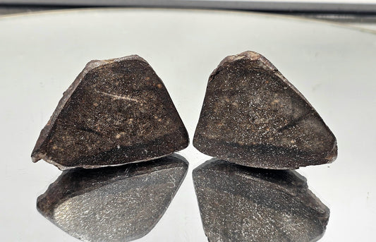 Chondrite Meteorite cut and polished pair with natural back.